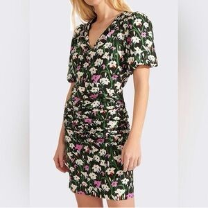 Veronica Beard Floral Mini Dress - Green, Pink, White